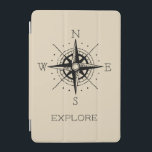 Capa Para iPad Mini Aventura de Explorar Tema da viagens vintage<br><div class="desc">Esta capa de ipad ousada será a adição perfeita aos seus acessórios com tema de viagem. Este design apresenta uma bússola preta com a palavra "EXPLORE" em uma letra preta simples.</div>