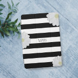 Capa Para iPad Mini Black and White Stripes Daisy Name iPad Air Cover<br><div class="desc">Adicione o seu nome a esta capa de ipad de margarida em branco e preto.</div>