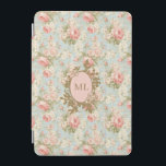 Capa Para iPad Mini Chique Vintage Rosas Rosa Monograma Floral<br><div class="desc">Elegante caixa floral iPad chique, adornada com rosas brancas e cor-de-rosa-pincel vitorianas sobre fundo azul-ovo-pato-claro, este cobrir oferece um aspecto sofisticado e encantador. Criado a partir de materiais de alta qualidade, proporciona excelente proteção contra arranhões, altos e visto diário. Personalize-o com um monograma para um toque único, fazer-o como um...</div>
