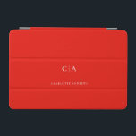 Capa Para iPad Mini Cobrir iPad monograma simples e elegante<br><div class="desc">Ipad moderno,  simples,  elegante,  monograma,  vermelho. Basta editar seu produto em alguns minutos. Você pode alterar a fonte/tamanho/cor e a posição usando "mais personalização".</div>