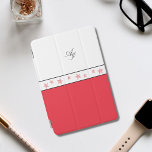 Capa Para iPad Mini Duas iniciais, monograma, dourado vermelho, cor d'<br><div class="desc">Duas iniciais monogramadas de mini-Cobrir vermelho minimalista iPad,  cor vermelha,  em vermelho,  preto e branco,  com um padrão de estrelas-do-mar brilhante desenhado por mim</div>