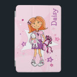 Capa Para iPad Mini Estrelas de cabelos vermelhos cor-de-rosa adiciona<br><div class="desc">Dispositivo divertido,  cabelos vermelhos com coelho branco e arte de presentes. Personalize com o nome de sua escolha. Este exemplo diz Daisy. Arte e design por Sarah Trett para www.mylittleeden.com</div>
