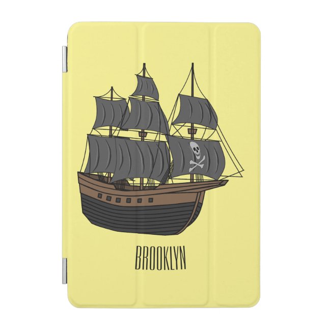 Capa Para iPad Mini Ilustração de desenho animado de navio pirata (Frente)