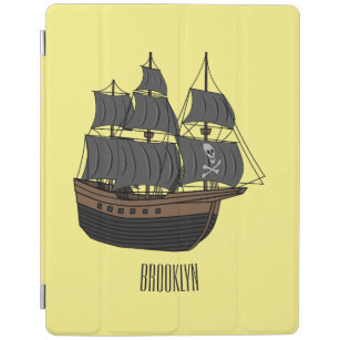Capa Smart Para iPad Ilustração de desenho animado de navio pirata