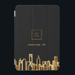 Capa Para iPad Mini Logotipo ouro cidade de horizonte negro terreno<br><div class="desc">Um fundo negro,  com uma falsa linha do horizonte de ouro como decoração. Modelo para o logotipo da sua empresa e seu nome ou texto. Ouro,  Perfeito para agentes imobiliários! Este caso também está disponível em nossa loja sem logotipo.</div>