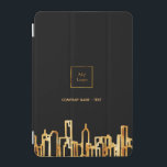 Capa Para iPad Mini Logotipo ouro cidade de horizonte negro terreno<br><div class="desc">Um fundo negro,  com uma falsa linha do horizonte de ouro como decoração. Modelo para o logotipo da sua empresa e seu nome ou texto. Ouro,  Perfeito para agentes imobiliários! Este caso também está disponível em nossa loja sem logotipo.</div>