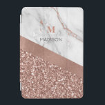 Capa Para iPad Mini Monograma de bolhas Douradas de rosa e de bolhas s<br><div class="desc">Rosa Dourado Glitter e design de Monograma de Mármore Sparkle prontos para personalizar com um modelo para o seu nome e inicial. Se você quiser alterar a cor ou o estilo da fonte,  clique na guia personalizar mais no final do modelo.</div>