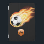 Capa Para iPad Mini Monograma de Futebol ou Futebol<br><div class="desc">Capa de telefone de futebol ou futebol personalizável com suas iniciais. As imagens utilizadas neste item estão licenciadas © Graphics Factory.com</div>