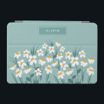 Capa Para iPad Mini Na moda elegante cinzenta azul-margarida-moderna<br><div class="desc">Design de capa de ipad elegante e cinzenta azul-margarida azul-margarida florante.</div>