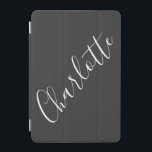 Capa Para iPad Mini Nome Personalizado de Script Minimalista Branco Pr<br><div class="desc">Nome da Tipografia de Script Minimalista em Preto e Branco iPad Case</div>