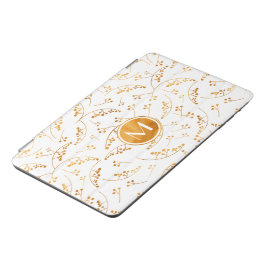 Capa Para iPad Mini Padrão de amora de ouro monograma em branco simple
