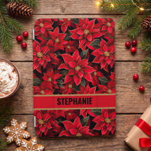 Padrão de Poinsettia de Natal em Vermelho Feriado