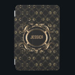 Capa Para iPad Mini Quadro Floral Barroco Negro e Dourado Elegante<br><div class="desc">Estilo barroco de quadro floral elegante preto e ouro com monograma personalizável. Se precisar de ajuda para personalizar qualquer um dos meus designs,  entre em contato com o designer do ArtOnWear. Formatação de texto livre com ajuda ao vivo disponível por solicitação.</div>