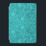 Capa Para iPad Mini Turquoise Suede Leathe - Design Floral Emboscada<br><div class="desc">Padrão de aparência de couro verde-turquesa,  com design floral gravado. Esta é uma imagem parecida com couro e o aspecto gravado é efeito fotoshop</div>