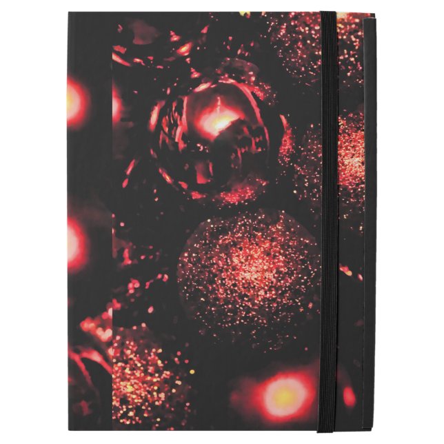 Capa Para iPad Pro 12.9" Esferas vermelhas da faísca do Natal (Frente Fechada)