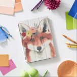 Capa Para iPad Pro Flor Coroa Florestal Fox<br><div class="desc">Esta impressão de aquarela apresenta um retrato macio de uma raposa enfeitada com uma coroa | Por Grace Popp</div>