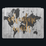 Capa Para iPad Pro Jovem Explorer VI<br><div class="desc">Um design bonitinho com uma frase de texto e um mapa preto do mundo sobre um fundo de cinza.Artista: Studio W</div>