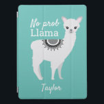 Capa Para iPad Pro Teal Cute NO Prob Lama com nome<br><div class="desc">Teal Cute NO Prob Llama com Name iPad Pro Cobrir Proteja o seu iPad Pro em estilo com o nosso Teal Cute NO Prob Lama com Name iPad Pro Cobrir. Este cobrir adorável e humorístico apresenta uma ilustração engraçada de lama e a citação divertida "NO prob Lama" contra um fundo...</div>