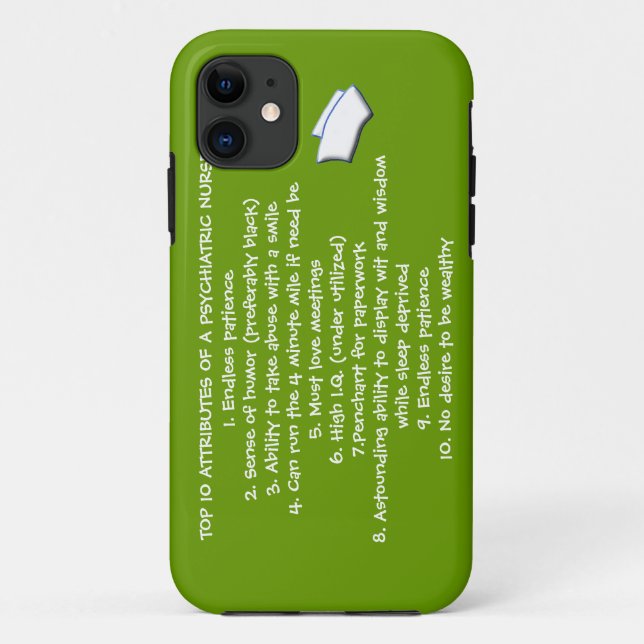 Capa Para iPhone 11 10 principais atributos de um enfermeiro psiquiátr (Verso)