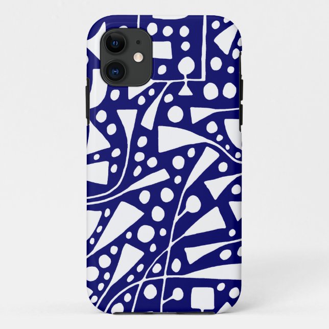 Capa Para iPhone 11 120112 Branco sobre Marinho Profundo (Verso)