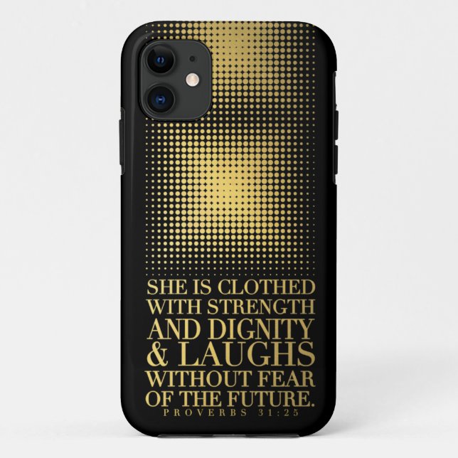 Capa Para iPhone 11 31:25 preto Dourado dos provérbio (Verso)