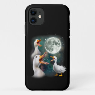 Capa Para iPhone 11 3 Patos Uivam Para a Lua Engraçado Estranho Assomb