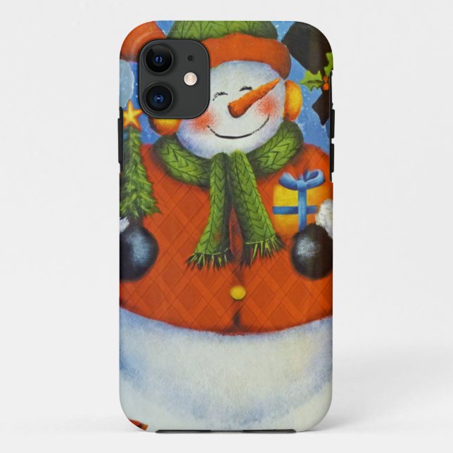 Capa Para iPhone 11 3 Snowmen Feliz (Verso)