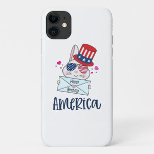 Capa Para iPhone 11 4 de julho Rabbit com bandeira dos EUA Óculos Sun