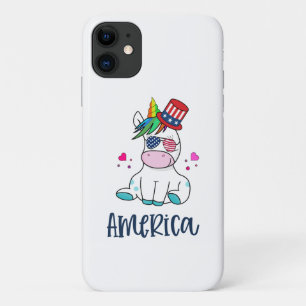 Capa Para iPhone 11 4 de julho Unicórnio com bandeira dos EUA Óculos S