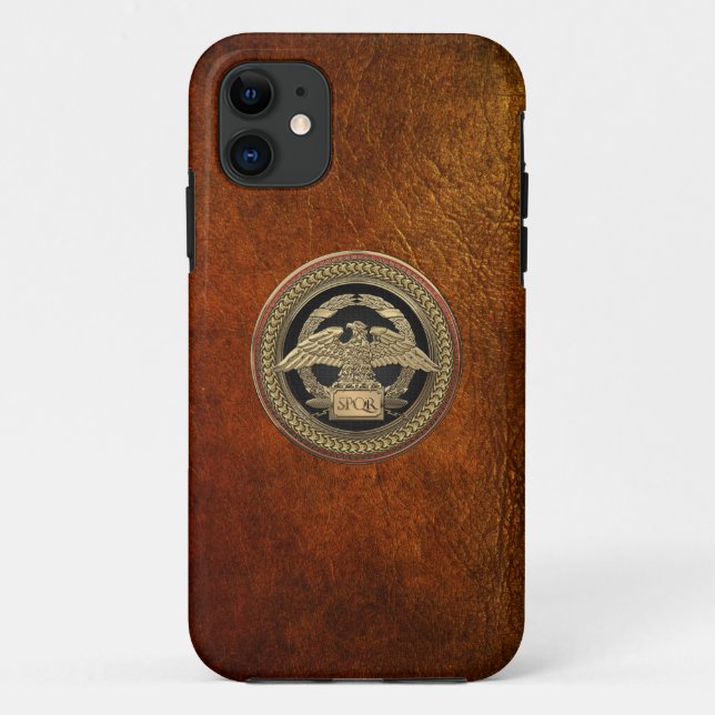 Capa Para iPhone 11 [800] Águia Imperial Romana Dourada sobre o Medalh (Verso)