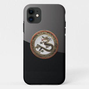 Capa Para iPhone 11 [800] Dragão-Leste Dourado e negro