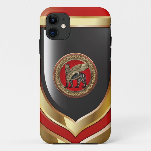Capa Para iPhone 11 [800] Leão Assírio: Dourado e Negro Lamaçu (Verso)