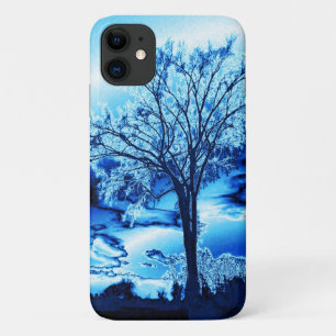 Capa Para iPhone 11 A árvore no gelo azul