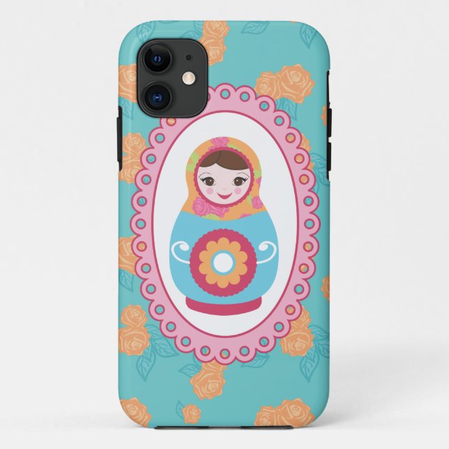 Capa Para iPhone 11 A boneca bonito & a laranja do assentamento do (Verso)