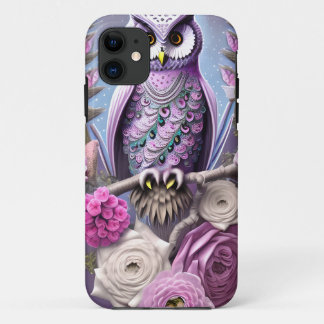 Capa Para iPhone 11 A Coruja da Fantasia Detalhada num leito de Thorns