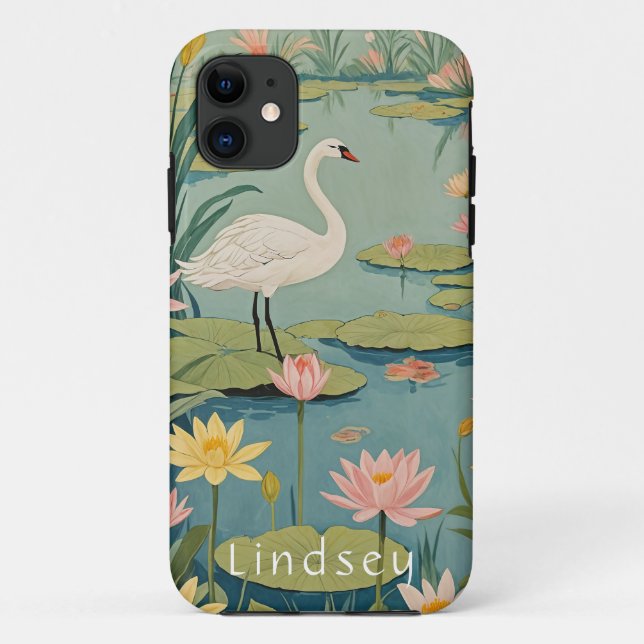 Capa Para iPhone 11 A Graça da Serenidade: Lily Pond Swan (Verso)