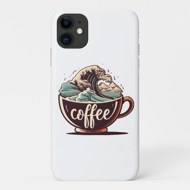 Capa Para iPhone 11 A Grande Onda De Café (Verso)