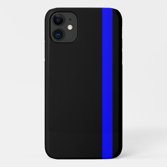 Capa Para iPhone 11 A linha azul-fina simbólica em preto (Verso)