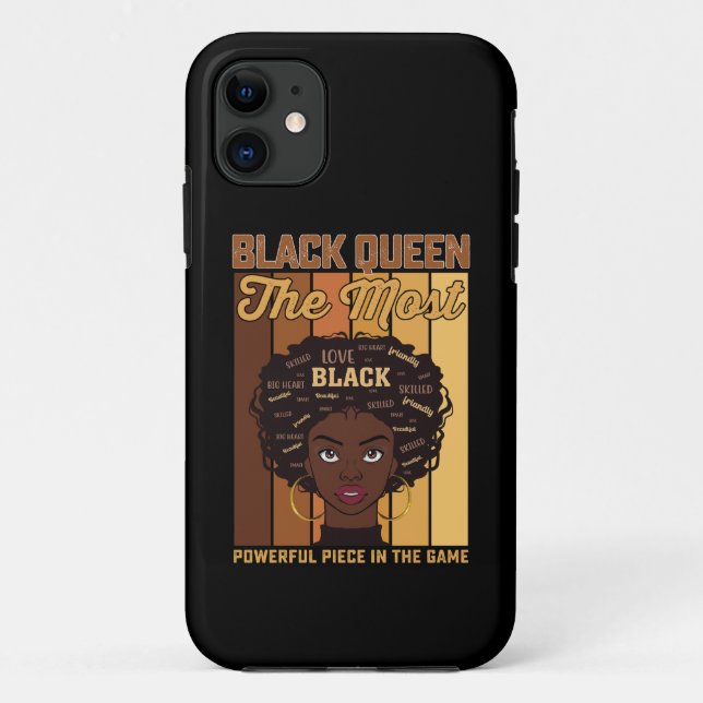 Capa Para iPhone 11 A Menina Negra Melanina, 1970, A Mais Poderosa (Verso)
