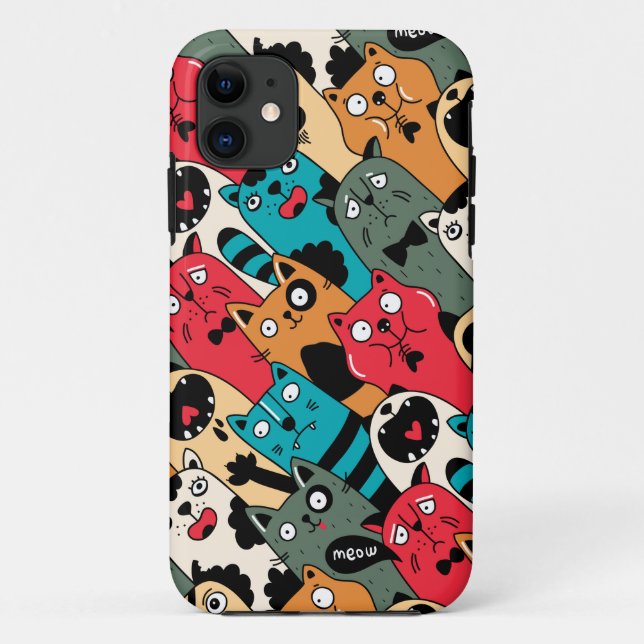 Capa Para iPhone 11 A multidão de gatos (Verso)