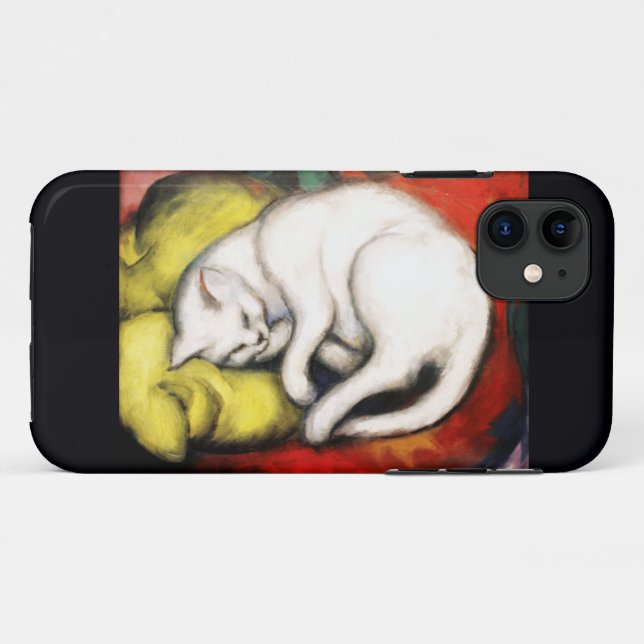 Capa Para iPhone 11 A pintura do Gato Branco de Franz Marc (Verso (horizontal))