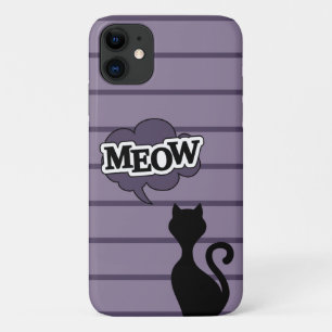 Capa Para iPhone 11 A silhueta gata preta diz meow