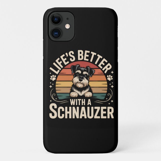 Capa Para iPhone 11 A Vida é Melhor Com Um Schnauzer (Verso)