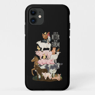 Capa Para iPhone 11 A vida é melhor na fazenda, Animais Fofos, Campo 