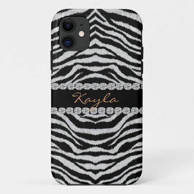 Capa Para iPhone 11 A ZEBRA PERSONLIZED BLING eu telefono ao CASO 5 (Verso)