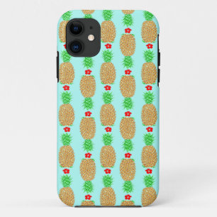 Capa Para iPhone 11 Abacaxi-de-Natal Tropical Xmas Quentes no Light Bl