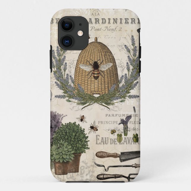 Capa Para iPhone 11 Abelhas Francesas Modern Vintage (Verso)