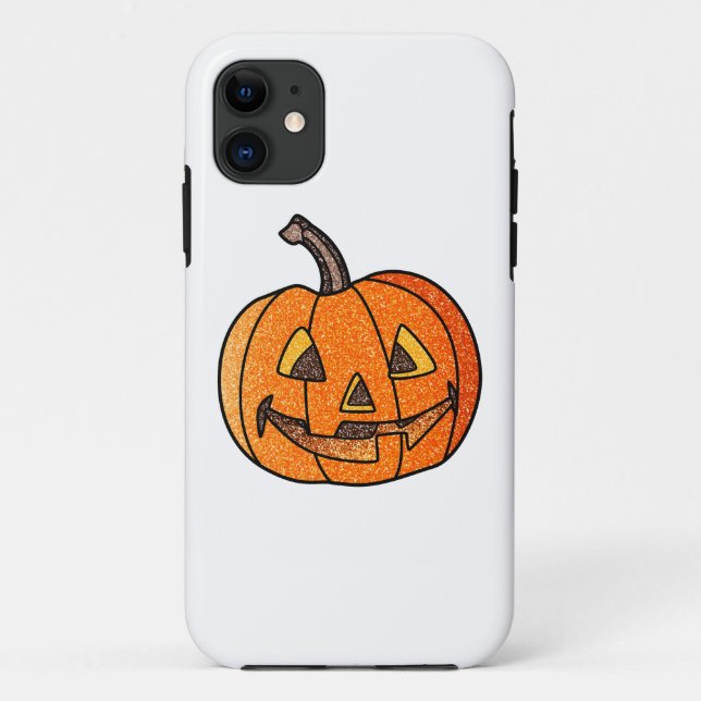 Capa Para iPhone 11 Abóbora de Halloween Brilhante (Verso)