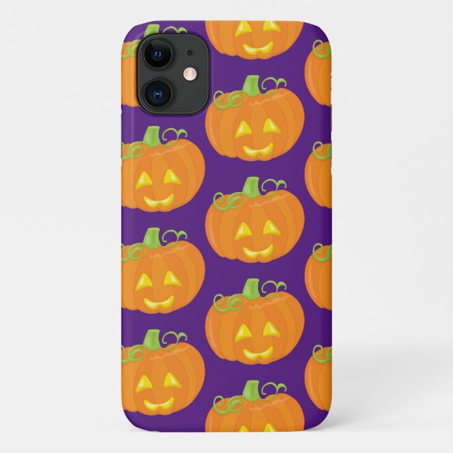Capa Para iPhone 11 Abóbora engraçada do Jack O'Lantern padrão de Hall (Verso)