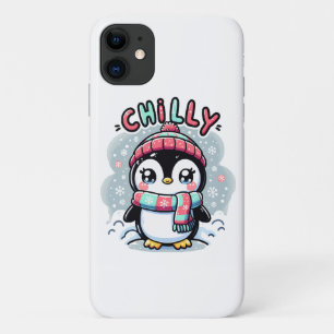 Capa Para iPhone 11 Abraço de Cachecol Nevado do Pinguim Gelado